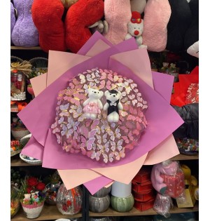 Pembe Kelebek Buketi (büyük boy)